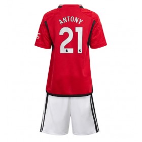 Manchester United Antony #21 Hemmakläder Barn 2023-24 Kortärmad (+ Korta byxor)